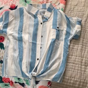 (SOLD) Blue and white striped shirt